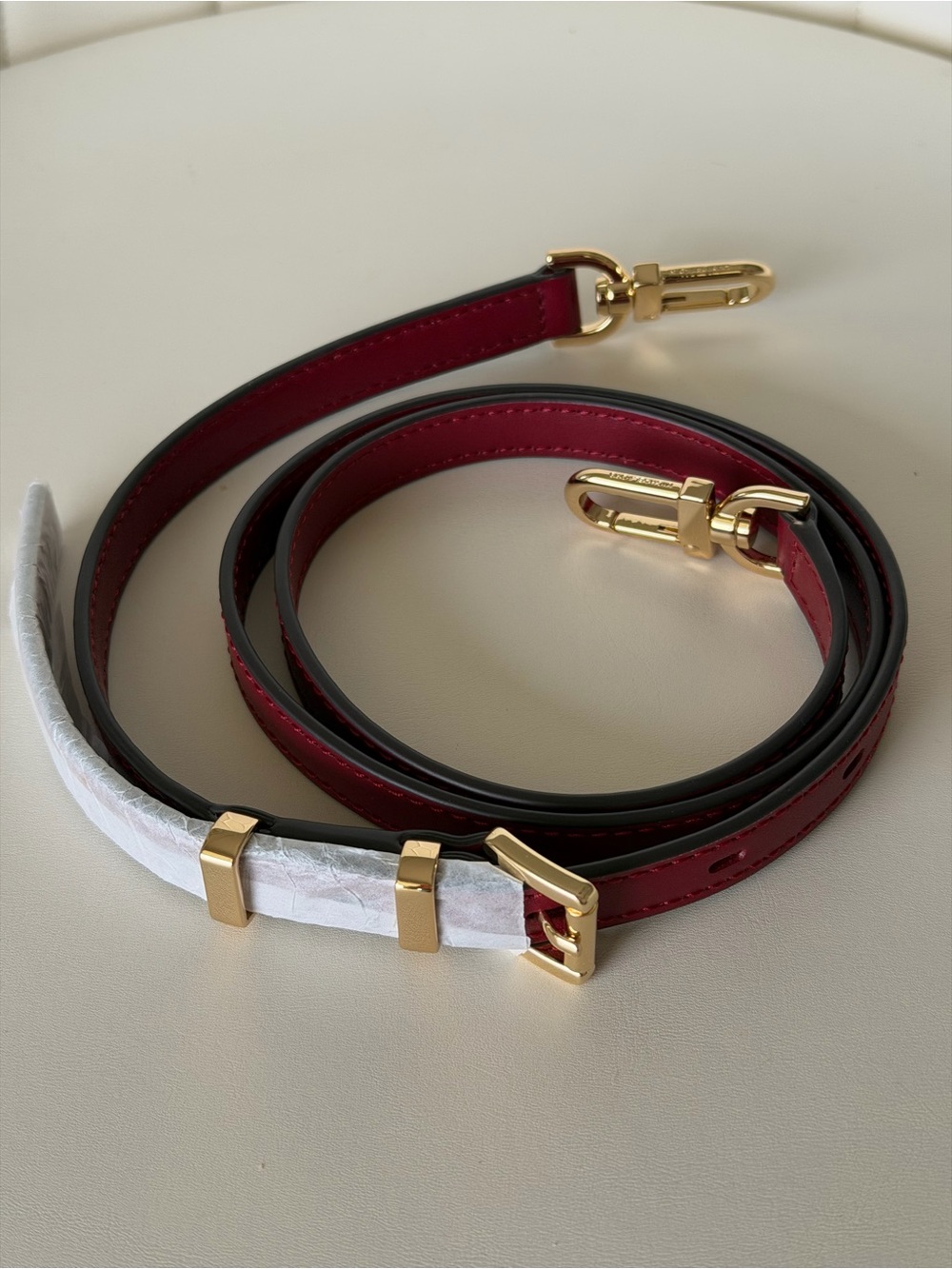 Women's Removable Leather Bag Strap in Burgundy and White, Michael Kors